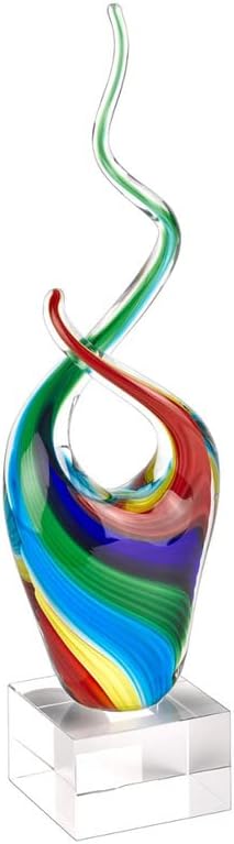 Badash Rainbow Murano-Style Art Glass Centerpiece - 14" Tall Mouth-Blown Glass Sculpture on Crystal Base - Contemporary Home Decor Accent Piece