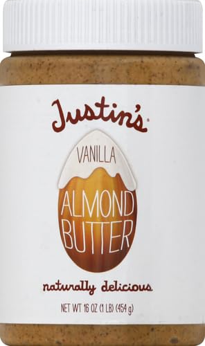 Justin's Vanilla Almond Butter, Gluten-free, Non-GMO, Vegan, Sustainably Sourced, 16 Ounce Jar