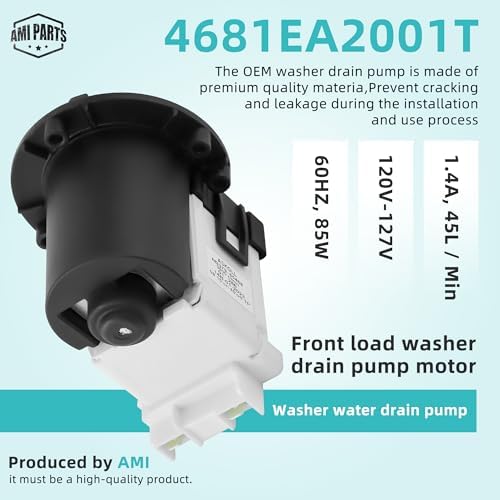 4681EA2001T Washer Drain Pump Assembly Fit for Kenmore/LG Washing Machine wm3670hwa wm3270cw wm2101hw wm3770hva wm3431hs - Replace AP5328388