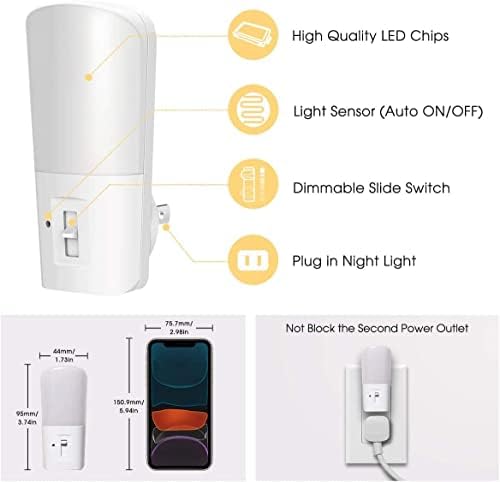 LOHAS-LED Plug in Night Light, Dimmable LED Night Lights Dusk to Dawn 2Pack