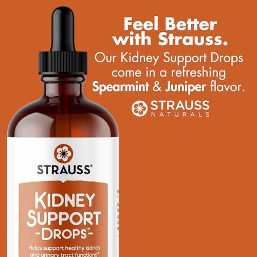 Strauss Naturals Kidney Support Supplement, Spearmint, 225 ml | Herbal Cleanse & Detox, Supports Urinary Tract Function, Non-GMO