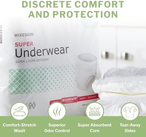 McKesson Super Adult Incontinence Underwear, Medium, Moderate, 44 in, 80 ct
