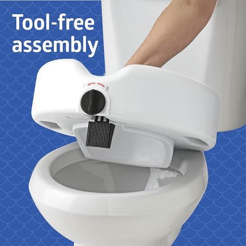 Medline 5" Standard Raised Locking Toilet Seat, 400 lb Capacity | Toilet Riser with Removable Padded Arms, Fits Most Standard Toilets, No Lid, Medical Seat For Adults and Elderly