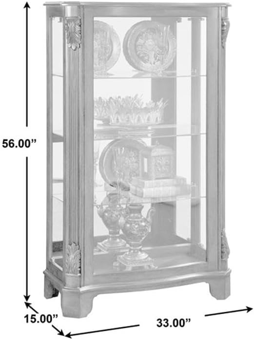 Pulaski Furniture Carved Wood 3 Shelf Curio Cabinet in Cherry Brown Finish