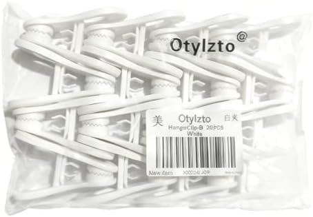 Otylzto 20PCS Multi-Purpose White Hanger Clips, Standard Plastic Clips