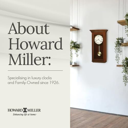 Howard Miller Continental Wall Clock – Westminster Chime, Brass Pendulum, Roman Numerals, Automatic Night Shutoff, Wood Finish
