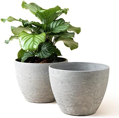 LA JOLIE MUSE Planter Pots, Indoor Outdoor Flower Pot, 8.6+7.5 Inch 2 Pack