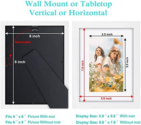 6x8 inch Picture Frame Made of 100% Solid Wood and High Definition PlexiGlass Display Pictures for Table Top Display and Wall Mounting Photo Frame