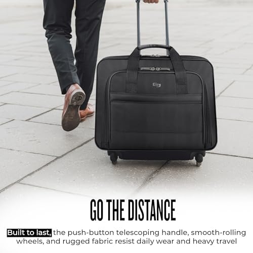 Solo New York Rolling Case with Wheels - Roller Laptop Bag, Wheeled Briefcase for Women & Men, Carry On Size for Travel