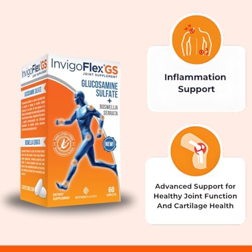 INVIGOFLEX® GS - Glucosamine Sulfate (Shellfish Free, Sodium Free & Vegetarian Safe) Non GMO, Gluten Free - with Boswellia Serrata - Knees, Hands, Back, and Hip Premium Joint Supplement