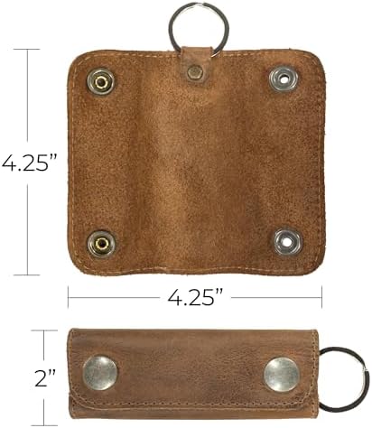 Hide & Drink, Leather Double Snap Key Holder, Key Ring Organizer, Accessories, Handmade :: Bourbon Brown