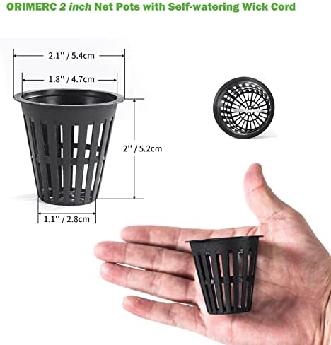 ORIMERC 30 Pack 3 inch Net Cup Pots with 30 feet Hydroponic Self Watering Wick & 30 Plant Labels Aquaponics Mason Jar Bucket Insert Orchid kratky Vegetable Gardening Growing Netted Basket Slotted Mesh
