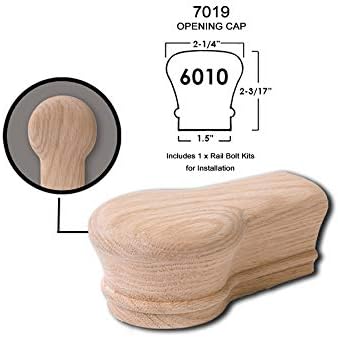 Red Oak 6010-8E 2-1/4 inch Width x 2-3/8 inch Tall Traditional Style Straight Wood Handrail for Stair Remodeling 8 feet Long