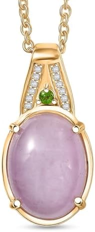 Kunzite Multi Gemstone 6.70 ctw Celestial Orbit Pendant Steel Necklace 20"