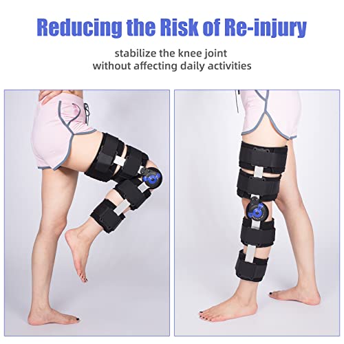 Hinged ROM Knee Brace Post Op Knee Support Adjustable Knee Immobilizer with Side Leg Stabilizers for Men and Women for Meniscus Tear, Arthritis, ACL