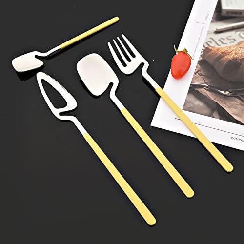 JASHII Hangable Silverware Set, Matte Rainbow Flatware Cutlery Set Service for 2