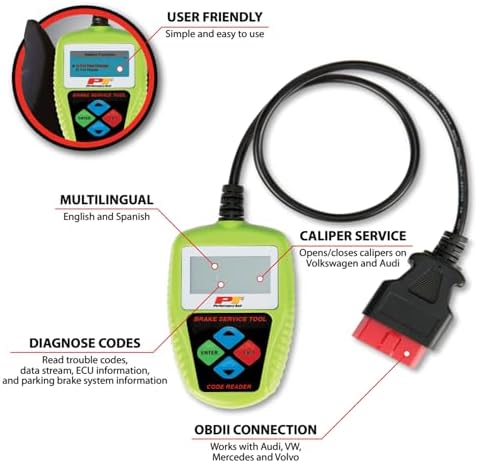 Performance Tool W3000 Automotive Electronic Parking Brake Tool | Reads diagnostic codes. Opens and closes calipers. Bleeds brakes. Works on VW, Audi