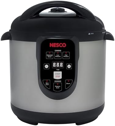 NESCO NPC‑9 Smart Electric Pressure Canner and Cooker for Home Food Preservation, 9.5‑Quart Stainless Steel with Digital Controls