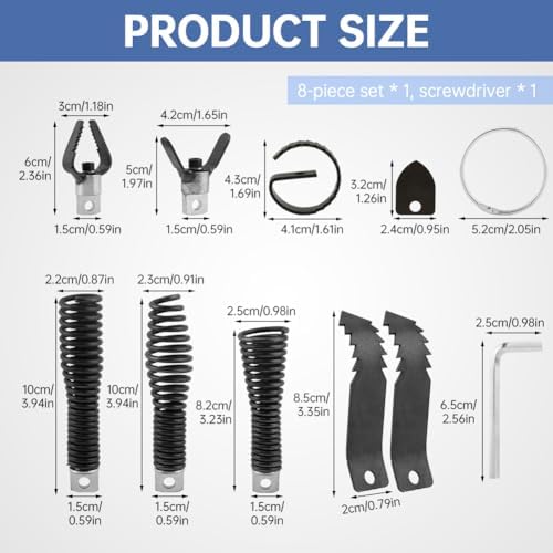 Drain-Snake Drill Attachments, Auger Cutter Kit for Roots Grease and Stubborn Clogs, Used in 50FT-100FT Electric Snakes