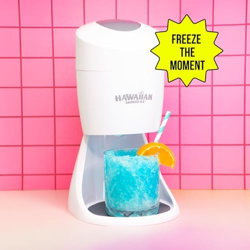 Hawaiian Shaved Ice Machine Kit - 3 Flavors, 25 Cups, Straws, Pourers, Ice Molds