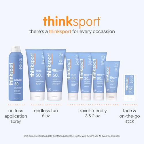 Thinksport Mineral Sunscreen SPF 50+ Zinc Oxide, Water Resistant, 3 Fl Oz