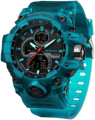 FANMIS Men Sports Outdoor Watch Analog Digital Multifunctional Black Watch | Black Sports Watch Casual Quartz Wristwatch Waterproof Military Wrist Watch Tactics LED Alarm Stopwatch Digital Watch for Men