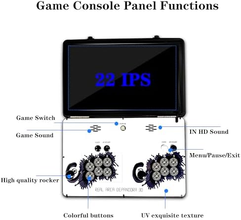 Portable 20000 in 1 Metal Box 3D Arcade Game Console, 22 inch Screen Retro Electronic Game Console, with Search/Hide/Save/Load/Pause Functions