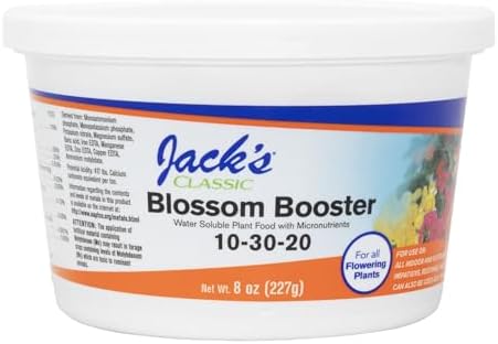 Jack's Classic 10-30-20 Blossom Booster Water-Soluble Fertilizer, 4lb | Powdered Plant Food, Targeted Micronutrient Package, Increases Bloom Color & Quantity, Liquid Root & Foliar Feeding