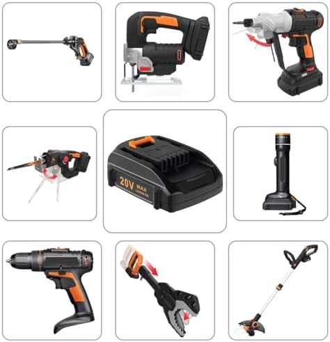 Replacement 20V Battery and Charger Starter Kit, WA3525 Lithium Battery and Charger WA3732 Compatible with Worx 20-Volt Cordless Power Tools