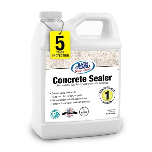 Rain Guard Concrete Sealer 5 Gallon | Ready to Use | Natural Finish | Deep Penetrating Protection Against Water and Salt Damage for All Concrete Surfaces | Silane/Siloxane Waterproofer | Ready To Use, Natural Finish, Clear, Deep Penetrating Protection Ag…