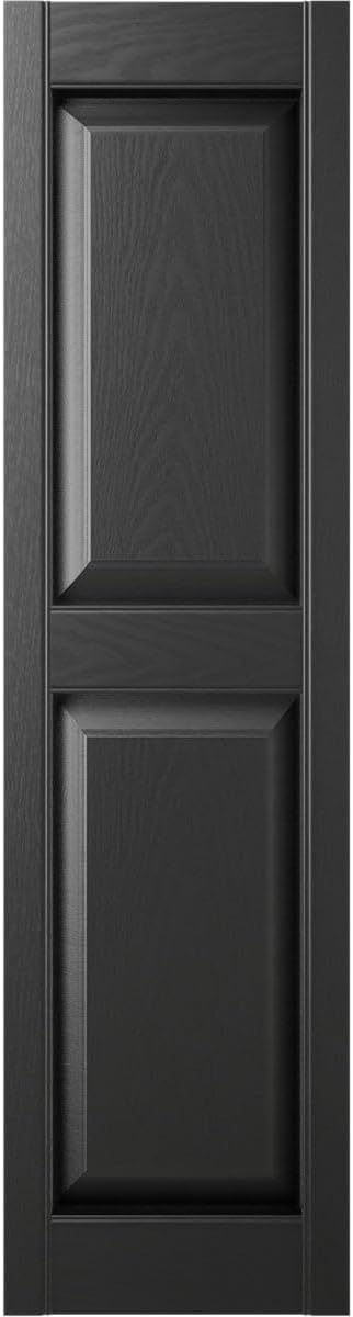 14 3/4"W x 71"H EverColor Raised Panel Exterior Vinyl Shutters, w/Installation Shutter-Lok's & Matching Screws (Per Pair), Black
