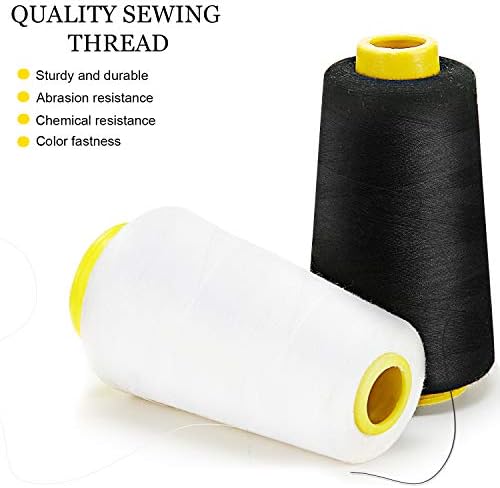 BBTO 6 Rolls 3000 Yard Each Serger Thread Polyester Cones Spool Thread for Sewing Serger Overlock Quilting Sewing Machine (Black, White, Beige, Grey