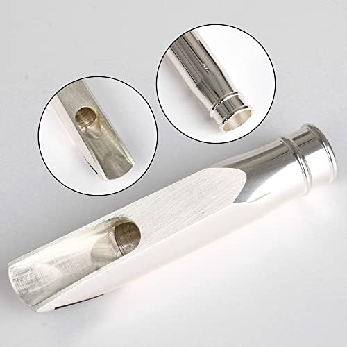 Yibuy Jazz Tenor Saxophone Mouthpiece Set Silver 6# Saxophone Replacement Parts
