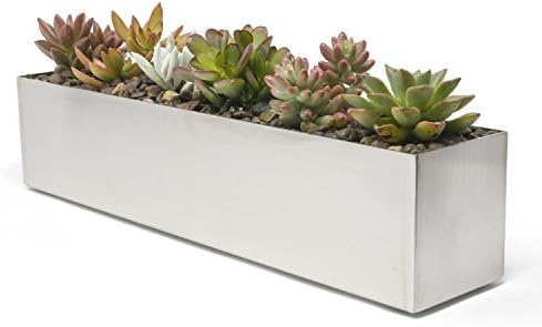 Buhbo Modern Metal Trough Rectangle Planter 32 inch, White