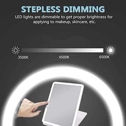 deweisn Folding Lighted Makeup Mirror with 72 LEDs 3 Colors Light Modes USB Rechargable 1800mA Batteries Portable Ultra Thin Compact Vanity Mirror