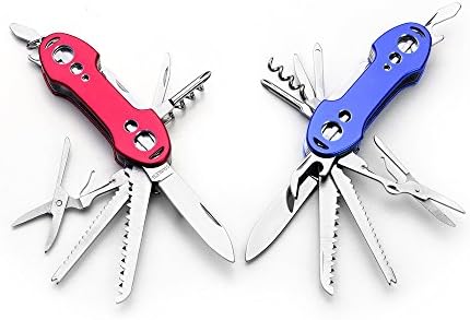 2 PCS Pack Stainless Steel Swiss Style Army Pocket Knife Multitools 12-in-1 Multi Function with Opener Screwdrivers Saw Scissors
