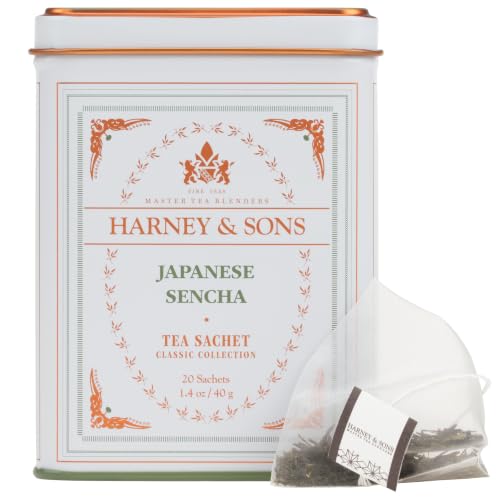 Harney & Sons Classic Japanese Sencha Green Tea, 20 Sachets in Tin | Japanese sencha green tea from Shizuoka with a smooth, fresh flavor. Contains caffeine.