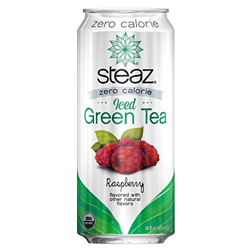 Steaz - Organic Green Tea - Peach (12 Pack) - 30mg Natural Caffeine, 70 Calories,Cane Sugar - Sweetened Iced Tea - Regenerative Organic Certified®️ - Vegan, Direct Trade - 12 Cans, 16 fl oz