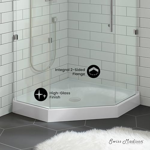 Voltaire 32" x 32" Acrylic White, Single-Threshold, Center Drain, Neo-angle Shower Base