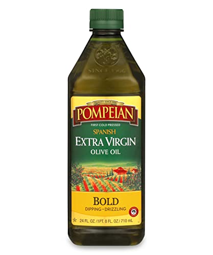 Pompeian Bold Spanish Extra Virgin Olive Oil - 16 fl oz - First Cold Pressed Olive Oil for Cooking - Bold Taste for Dipping and Drizzling