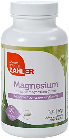 Zahler - Magnesium Supplement Capsules 200 mg (120 Count) Certified Kosher Bioactive Magnesium Citrate for Max Absorption - Natural Magnesium Mineral for Men & Women - Best Magnesium Supplements