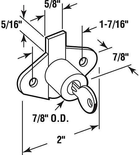 Prime-Line U 9947 Diecast Drawer and Cabinet Lock, Fits 7/8 Inch Max Panel Thickness, Brass Plated, Set of 1