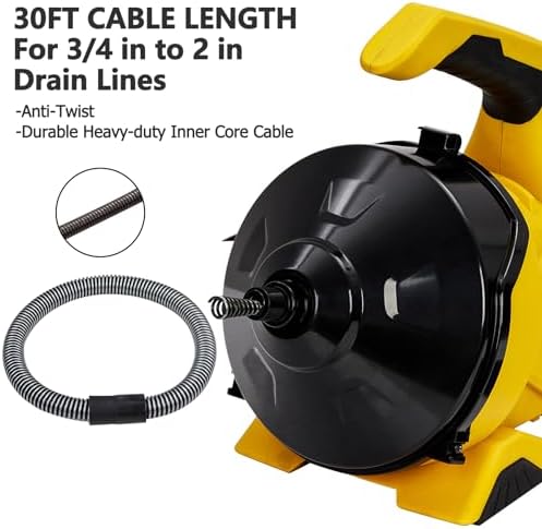 PioneerWorks Electric Drain Snake, 30Ft 3/10In Auto-Feed Drain Auger, Drain Cleaning Machine with Foot Switch & 2 Hoses for 3/4-2 Inch Pipes