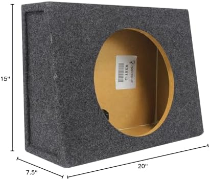 Rockville RSST12 Single 12" Sealed Shallow Car/Truck Subwoofer Enclosure | 0.9 cu.ft., 5/8" MDF, Made in USA, Gold Terminals, 6" Mounting Depth
