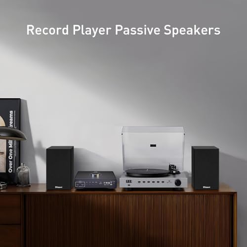 Elimavi Passive Bookshelf Speakers, Requires a Receiver or Amplifier, Brown | 2-Way Design with 4" Woofer & 1" Silk Horn Tweeter, 60Hz Bass, Rear Speakers for Home Theater Surround Sound, Cables included
