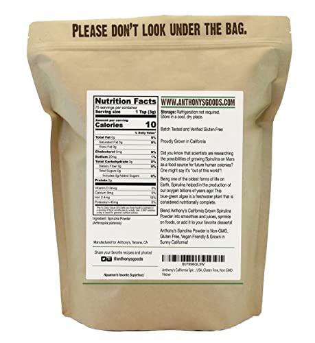 Anthony's California Spirulina Powder, 8 oz, Product of USA, Gluten Free, Non GMO