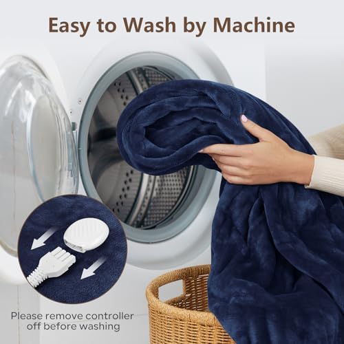 PROALLER Electric Heated Blanket Queen Size with 6 Levels & 8h Auto Off, Ultra Soft Flannel Full Body Heating Blanket, Machine Washable, Warm Gray, 84" x 90"