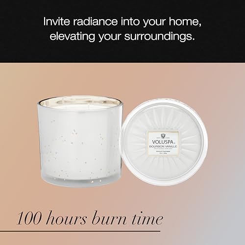Voluspa Bourbon Vanille, Grande Maison 3 Wick Glass Candle, 36 Ounces, 100 Hour Burn Time, Coconut Wax for Clean Burning, Handcrafted in the USA