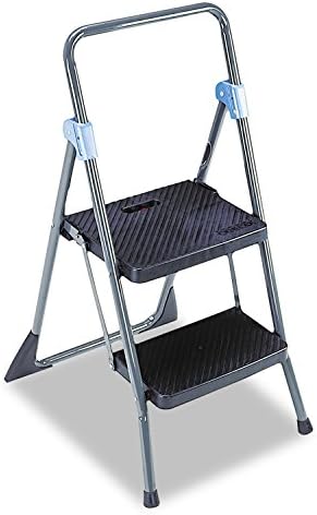 Cosco Commercial 2-Step Folding Stool, 300 lb Capacity, 20.5 x 24.75 x 39.5, Gray