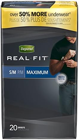 Depend Real Fit Adult Diapers, Incontinence Underwear for Men, Disposable, Maximum Absorbency, Small/Medium, Grey, 56 Count (2 Packs of 28), Packaging May Vary